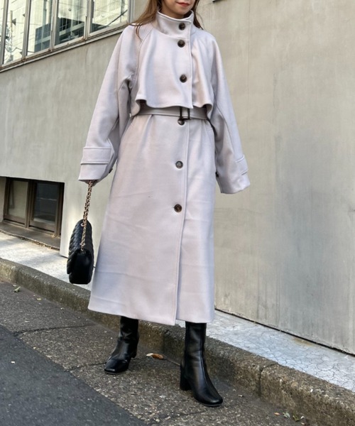 INGNI(イング)の「スタンドカラーケープロングコート(その他アウター・レディース・アイボリー/ライトグレー/モカ・M)」の7枚目の写真