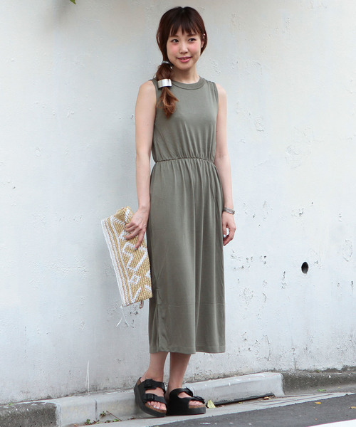 Another Edition（アナザーエディション）の「ノースリーブマキシワンピース/AEBC NSL MAXI OP（ワンピース・レディース・ブラック/グレー/ライトグレー/オリーブ・フリー）」の4枚目の写真