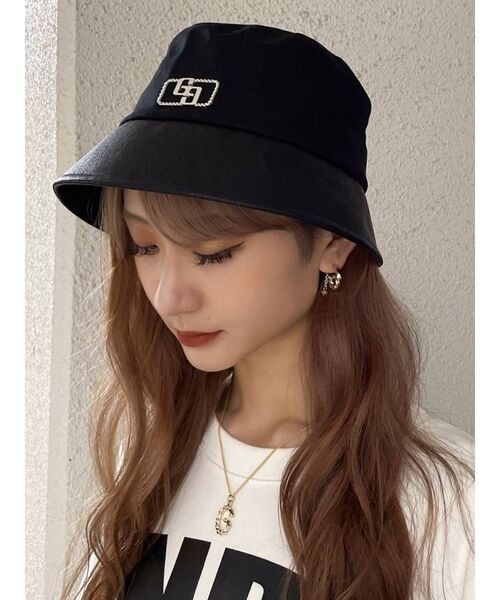 GYDA(ジェイダ)の「GG plate mix material バケットハット(ハット・レディース・オフホワイト/ブラック・FREE)」の6枚目の写真