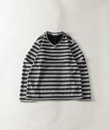 BARCEDOS（バルセドス）の「裏ベロア ボーダー柄 Vネック ロングTシャツ（Tシャツ/カットソー・メンズ）」