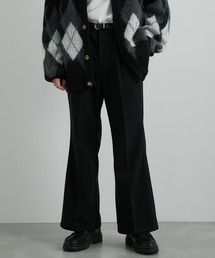 JUNRED | ウーリーカットツイルワイドフレアパンツ(スラックス)
