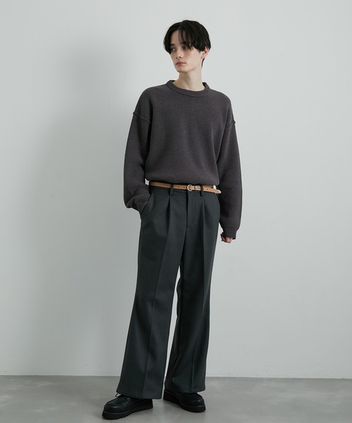JUNRED(ジュンレッド)の「ウーリーカットツイルワイドフレアパンツ(スラックス・メンズ・チャコールグレー/ブラック/ダークブラウン/ホワイト系その他・S/M/L)」の16枚目の写真