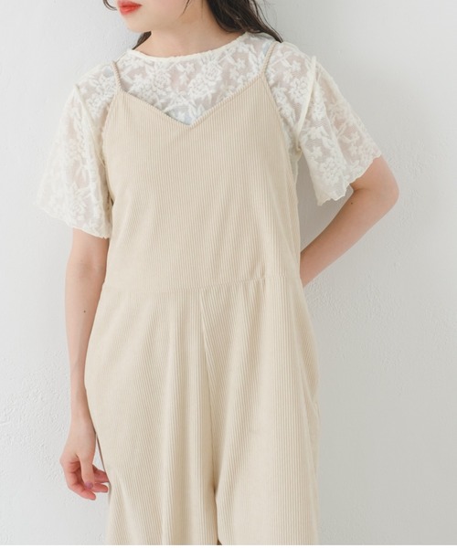 Kastane(カスタネ)の「【2023SSアイテム】カットリブサロペット(サロペット/オーバーオール・レディース・アイボリー/ブラック・FREE)」の1枚目の写真