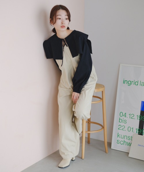 Kastane(カスタネ)の「【2023SSアイテム】カットリブサロペット(サロペット/オーバーオール・レディース・アイボリー/ブラック・FREE)」の16枚目の写真