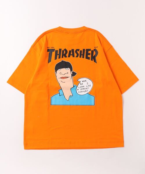 THRASHER(スラッシャー)の「【ムラサキスポーツ別注】THRASHER/スラッシャー MAGAZINE COVER バックラバープリントTシャツ ビックシルエット フロントロゴワンポイント THMM-006(Tシャツ/カットソー・メンズ・ホワイト×ブラック/ブラック×ブラック/オレンジ系その他・M/L/XL)」の6枚目の写真