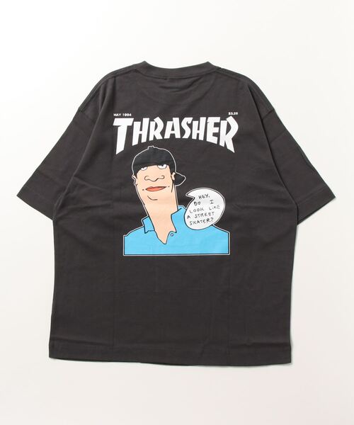 THRASHER(スラッシャー)の「【ムラサキスポーツ別注】THRASHER/スラッシャー MAGAZINE COVER バックラバープリントTシャツ ビックシルエット フロントロゴワンポイント THMM-006(Tシャツ/カットソー・メンズ・ホワイト×ブラック/ブラック×ブラック/オレンジ系その他・M/L/XL)」の5枚目の写真