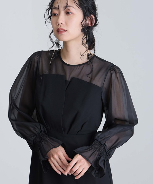 セール】結婚式 パーティードレス ビスチェミモレ丈&袖あり
