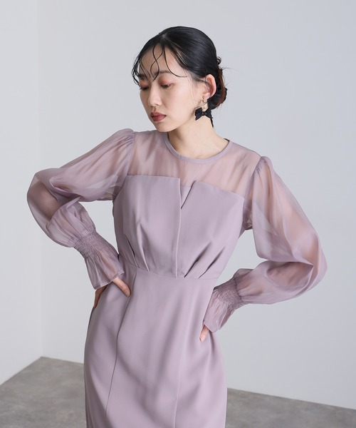 atlo 袖あり&ミモレ丈同窓会ビスチェお呼ばれ結婚式オケージョンドレス atlo ドレス 結婚式 パーティードレス ビスチェミモレ丈＆袖あり