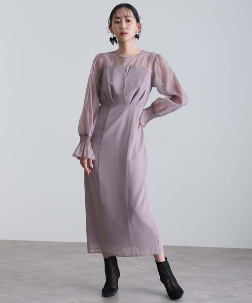 結婚式 パーティードレス ビスチェミモレ丈&袖ありセレモニー