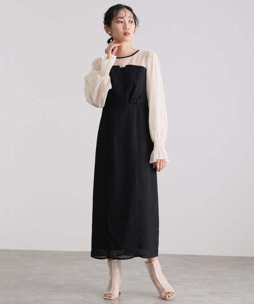 セール】結婚式 パーティードレス ビスチェミモレ丈&袖ありセレモニー