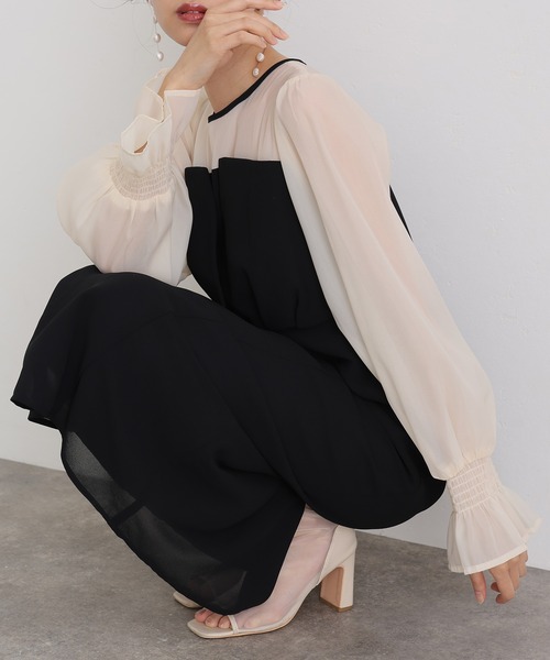 atlo（アトロ）の「結婚式 パーティー ドレス ビスチェ ミモレ丈&袖あり セレモニー フォーマル 同窓会 オケージョンドレス ワンピース お呼ばれ 二次会 成人式 謝恩会 20代 30代（ドレス・レディース・ダークカーキ/チャコール/モカ/ブラック/ホワイト×ブラック・M/L/XL/S）」の20枚目の写真