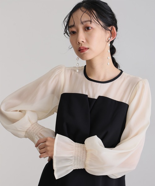 atlo（アトロ）の「結婚式 パーティードレス ビスチェミモレ丈&袖あり