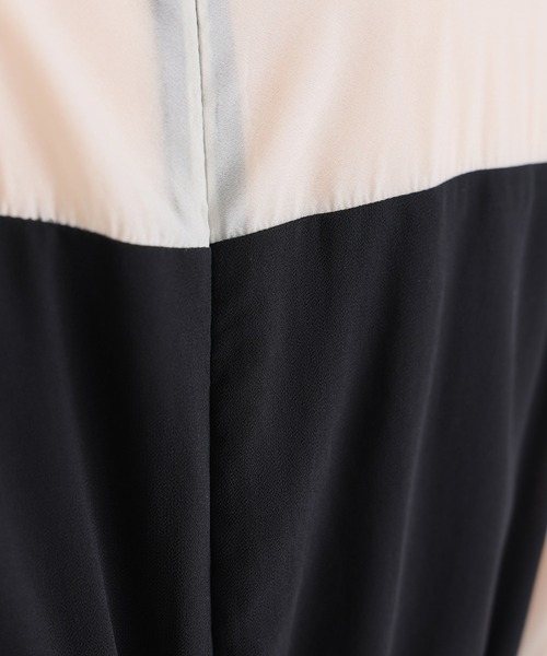 atlo（アトロ）の「結婚式 パーティー ドレス ビスチェ ミモレ丈&袖あり セレモニー フォーマル 同窓会 オケージョンドレス ワンピース お呼ばれ 二次会 成人式 謝恩会 20代 30代（ドレス・レディース・ダークカーキ/チャコール/モカ/ブラック/ホワイト×ブラック・M/L/XL/S）」の8枚目の写真