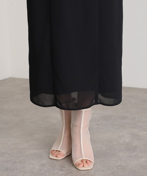 atlo（アトロ）の「結婚式 パーティー ドレス ビスチェ ミモレ丈&袖あり セレモニー フォーマル 同窓会 オケージョンドレス ワンピース お呼ばれ 二次会 成人式 謝恩会 20代 30代（ドレス・レディース・ダークカーキ/チャコール/モカ/ブラック/ホワイト×ブラック・M/L/XL/S）」の7枚目の写真