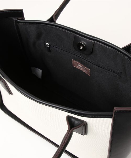 Doux archives（ドゥアルシーヴ）の「フェイクレザーｘキャンバストートバッグ（トートバッグ・レディース・ブラック/グレイッシュベージュ・FREE）」の5枚目の写真