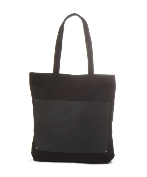 LAKOLE（ラコレ）の「フェイクレザーポケットキャンバストートバッグ