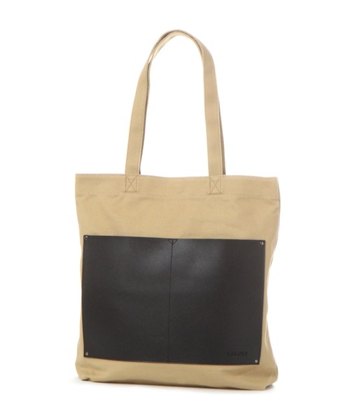 セール】フェイクレザーポケットキャンバストートバッグ / 177716