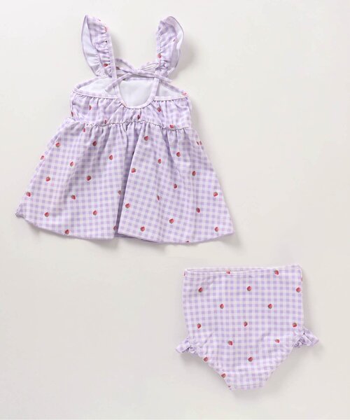 apres les cours（アプレレクール）の「【UVカット/リンク可能】リーフフルーツ・ギンガムチェックワンピース風セパレート水着（水着・キッズ・イエロー/ラベンダー・90/100/140/110/120/130/80）」の14枚目の写真