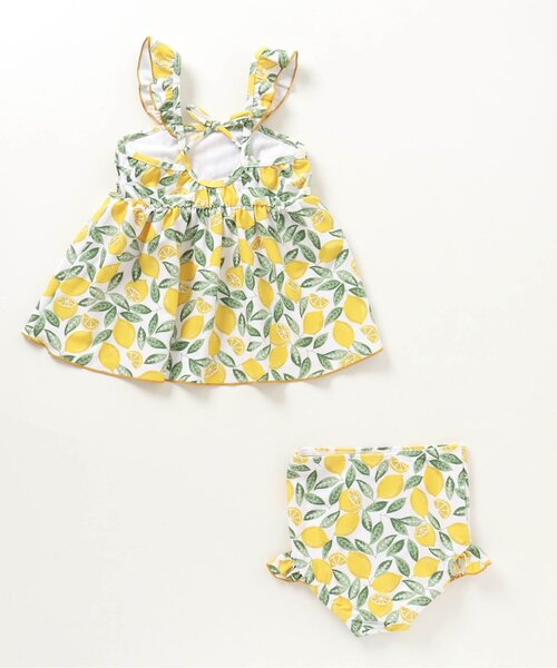 apres les cours（アプレレクール）の「【UVカット/リンク可能】リーフフルーツ・ギンガムチェックワンピース風セパレート水着（水着・キッズ・イエロー/ラベンダー・90/100/140/110/120/130/80）」の9枚目の写真