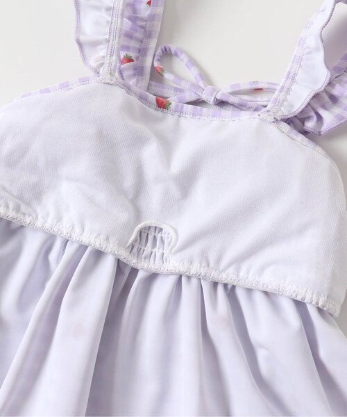 apres les cours（アプレレクール）の「【UVカット/リンク可能】リーフフルーツ・ギンガムチェックワンピース風セパレート水着（水着・キッズ・イエロー/ラベンダー・90/100/140/110/120/130/80）」の7枚目の写真