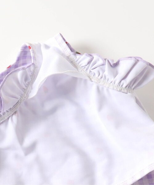 apres les cours（アプレレクール）の「【UVカット/リンク可能】リーフフルーツ・ギンガムチェックワンピース風セパレート水着（水着・キッズ・イエロー/ラベンダー・90/100/140/110/120/130/80）」の11枚目の写真