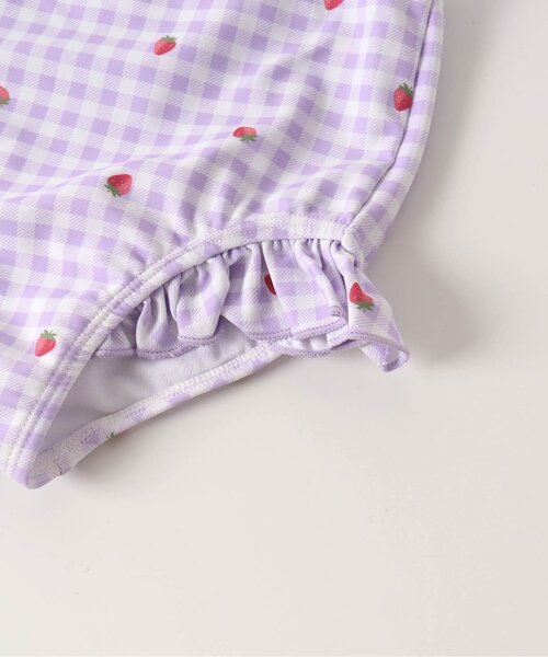 apres les cours（アプレレクール）の「【UVカット/リンク可能】リーフフルーツ・ギンガムチェックワンピース風セパレート水着（水着・キッズ・イエロー/ラベンダー・90/100/140/110/120/130/80）」の18枚目の写真