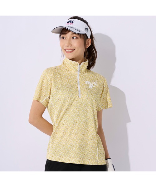 marie claire(マリ・クレール)の「marie claire GOLF/マリクレール ゴルフ ゴルフウェア 吸汗速乾 接触冷感 UVカット 小花柄 ハーフジップ モックネック 半袖 シャツ(Tシャツ/カットソー・レディース・ブルー/イエロー/ピンク・M/L/3L/LL)」の3枚目の写真