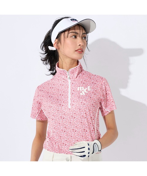 marie claire(マリ・クレール)の「marie claire GOLF/マリクレール ゴルフ ゴルフウェア 吸汗速乾 接触冷感 UVカット 小花柄 ハーフジップ モックネック 半袖 シャツ(Tシャツ/カットソー・レディース・ブルー/イエロー/ピンク・M/L/3L/LL)」の10枚目の写真
