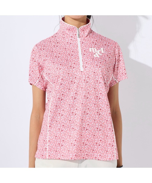 marie claire(マリ・クレール)の「marie claire GOLF/マリクレール ゴルフ ゴルフウェア 吸汗速乾 接触冷感 UVカット 小花柄 ハーフジップ モックネック 半袖 シャツ(Tシャツ/カットソー・レディース・ブルー/イエロー/ピンク・M/L/3L/LL)」の12枚目の写真