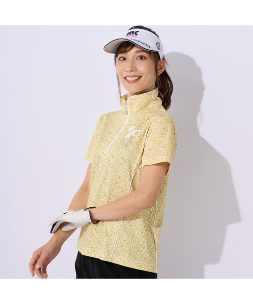 marie claire(マリ・クレール)の「marie claire GOLF/マリクレール ゴルフ ゴルフウェア 吸汗速乾 接触冷感 UVカット 小花柄 ハーフジップ モックネック 半袖 シャツ(Tシャツ/カットソー・レディース・ブルー/イエロー/ピンク・M/L/3L/LL)」の4枚目の写真