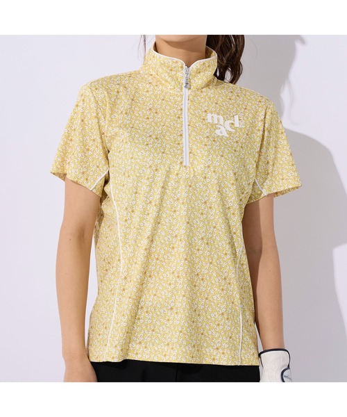 marie claire(マリ・クレール)の「marie claire GOLF/マリクレール ゴルフ ゴルフウェア 吸汗速乾 接触冷感 UVカット 小花柄 ハーフジップ モックネック 半袖 シャツ(Tシャツ/カットソー・レディース・ブルー/イエロー/ピンク・M/L/3L/LL)」の6枚目の写真