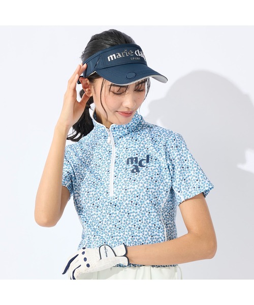 marie claire(マリ・クレール)の「marie claire GOLF/マリクレール ゴルフ ゴルフウェア 吸汗速乾 接触冷感 UVカット 小花柄 ハーフジップ モックネック 半袖 シャツ(Tシャツ/カットソー・レディース・ブルー/イエロー/ピンク・M/L/3L/LL)」の18枚目の写真