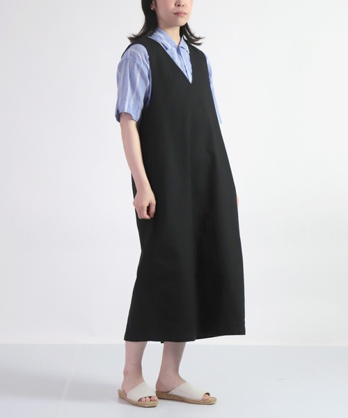 D.M.G.（ドミンゴ）の「[D.M.G. / ディーエムジー] 高密度オックスストレッチ コクーンワンピース（ワンピース・レディース・ベージュ/ブラック・FREE）」の7枚目の写真