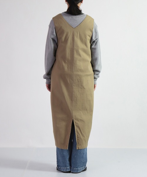 D.M.G.（ドミンゴ）の「[D.M.G. / ディーエムジー] 高密度オックスストレッチ コクーンワンピース（ワンピース・レディース・ベージュ/ブラック・FREE）」の10枚目の写真