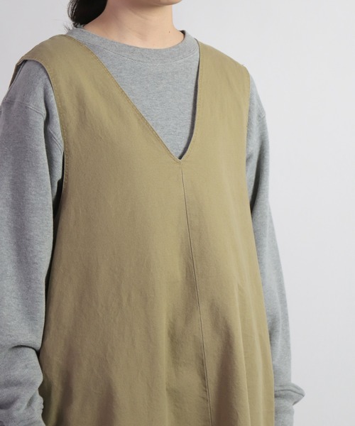 D.M.G.（ドミンゴ）の「[D.M.G. / ディーエムジー] 高密度オックスストレッチ コクーンワンピース（ワンピース・レディース・ベージュ/ブラック・FREE）」の11枚目の写真