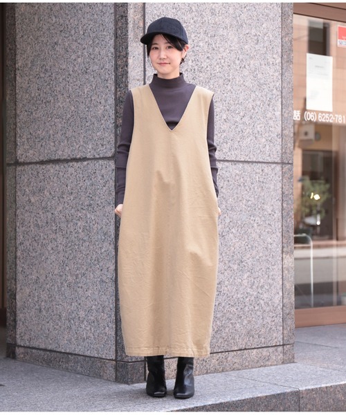 D.M.G.（ドミンゴ）の「[D.M.G. / ディーエムジー] 高密度オックスストレッチ コクーンワンピース（ワンピース・レディース・ベージュ/ブラック・FREE）」の16枚目の写真