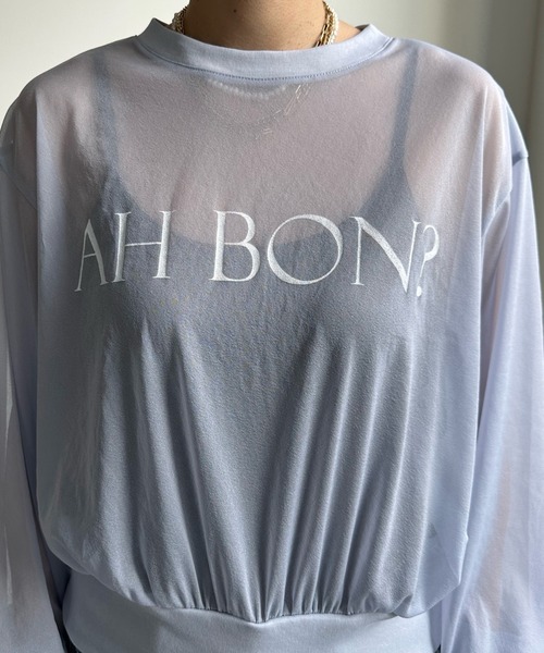 DouDou(ドゥドゥ)の「【WEB限定】AH BON シアーロゴTEE(Tシャツ/カットソー・レディース・ブルー/アイボリー/ベージュ・FREE)」の4枚目の写真