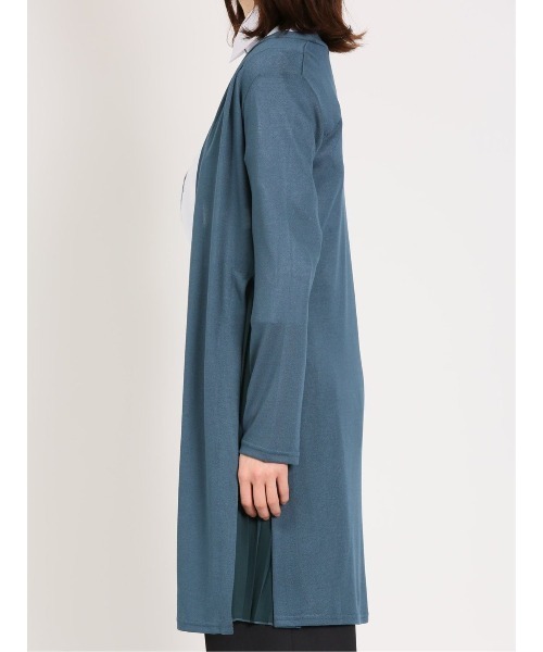 m.f.editorial（エムエフエディトリアル）の「【ドライタッチ ロング丈】m.f.エディトリアル レディース サイドプリーツ ニットカーディガン（カーディガン/ボレロ・レディース・アイボリー/ブルー・MEDIUM/LARGE）」の4枚目の写真