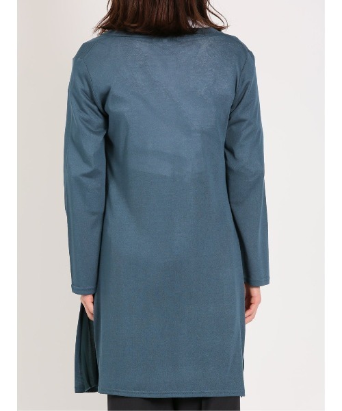 m.f.editorial（エムエフエディトリアル）の「【ドライタッチ ロング丈】m.f.エディトリアル レディース サイドプリーツ ニットカーディガン（カーディガン/ボレロ・レディース・アイボリー/ブルー・MEDIUM/LARGE）」の5枚目の写真