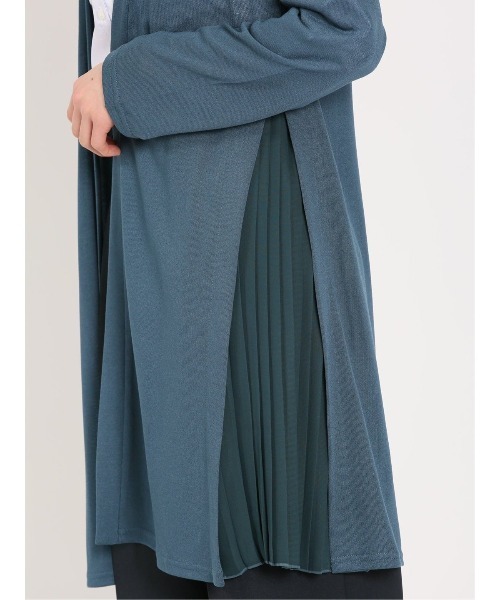 m.f.editorial（エムエフエディトリアル）の「【ドライタッチ ロング丈】m.f.エディトリアル レディース サイドプリーツ ニットカーディガン（カーディガン/ボレロ・レディース・アイボリー/ブルー・MEDIUM/LARGE）」の7枚目の写真