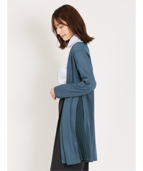 m.f.editorial（エムエフエディトリアル）の「【ドライタッチ ロング丈】m.f.エディトリアル レディース サイドプリーツ ニットカーディガン（カーディガン/ボレロ・レディース・アイボリー/ブルー・MEDIUM/LARGE）」の9枚目の写真