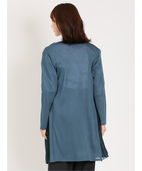 m.f.editorial（エムエフエディトリアル）の「【ドライタッチ ロング丈】m.f.エディトリアル レディース サイドプリーツ ニットカーディガン（カーディガン/ボレロ・レディース・アイボリー/ブルー・MEDIUM/LARGE）」の10枚目の写真