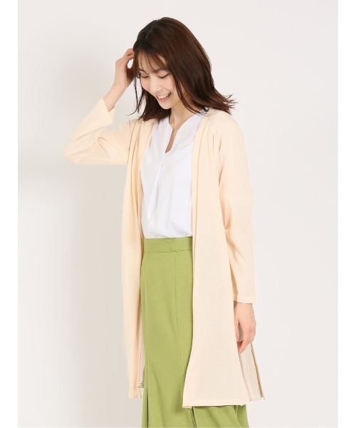 m.f.editorial（エムエフエディトリアル）の「【ドライタッチ ロング丈】m.f.エディトリアル レディース サイドプリーツ ニットカーディガン（カーディガン/ボレロ・レディース・アイボリー/ブルー・MEDIUM/LARGE）」の19枚目の写真