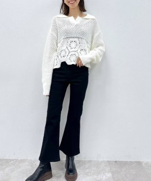 FOREVER 21(フォーエバー トゥエンティーワン)の「ハイストレッチフレアデニムパンツ(デニムパンツ・レディース・スカイブルー/ブラック/ネイビー・SMALL/X-SMALL/X-LARGE/MEDIUM/LARGE)」の11枚目の写真