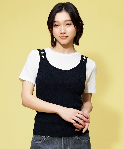 FOREVER 21(フォーエバー トゥエンティーワン)の「【POP】フラワー刺繍ニットタンク(その他トップス・レディース・ラベンダー/ブラック・FREE)」の2枚目の写真