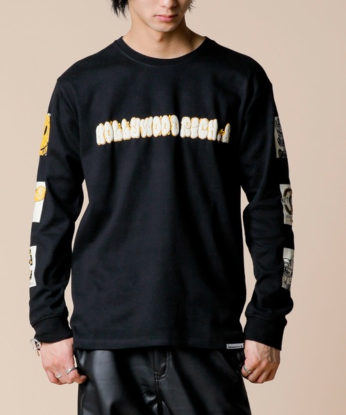 ADMIX/ATELIER SAB MEN(アドミックスアトリエサブメン)の「【Hollywood Rich.&】ハイテンションスムース / 発砲ラバープリント パンクベア ロンT(長袖T)(Tシャツ/カットソー・メンズ・ブラック/ホワイト・50/52/48)」の1枚目の写真