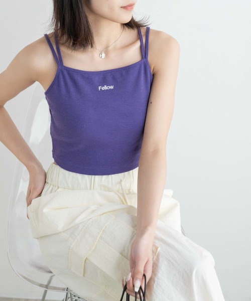 WEGO（ウィゴー）の「WEGO/ロゴ刺繍クロスショートキャミ