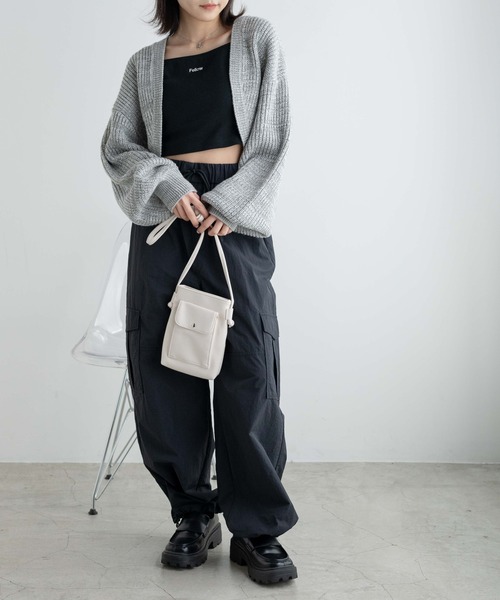 WEGO（ウィゴー）の「WEGO/ロゴ刺繍クロスショートキャミ（キャミソール・レディース・ホワイト/ブラック/パープル・FREE）」の5枚目の写真