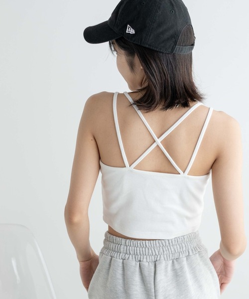 WEGO（ウィゴー）の「WEGO/ロゴ刺繍クロスショートキャミ（キャミソール・レディース・ホワイト/ブラック/パープル・FREE）」の15枚目の写真