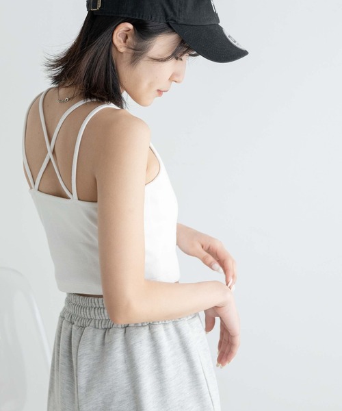 WEGO（ウィゴー）の「WEGO/ロゴ刺繍クロスショートキャミ（キャミソール・レディース・ホワイト/ブラック/パープル・FREE）」の16枚目の写真